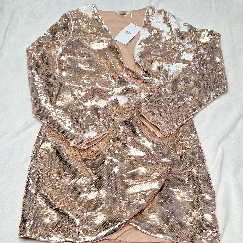 Velvet Gold Sequin Prom Dress